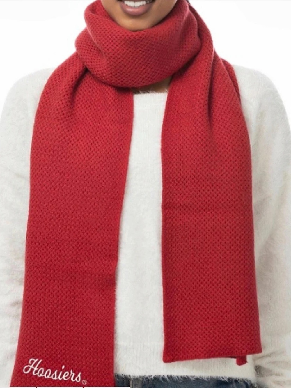 Indiana Hoosier Embroidered Red Knit Scarf Like New